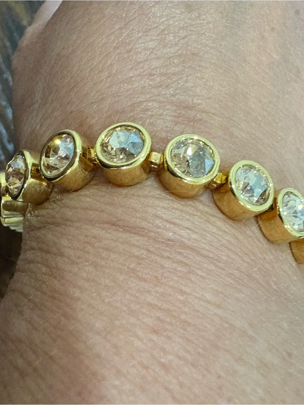 BRAND NEW IN BOX!  Touchstone Crystal Gold-Tone Bracelet with Clear Crystals